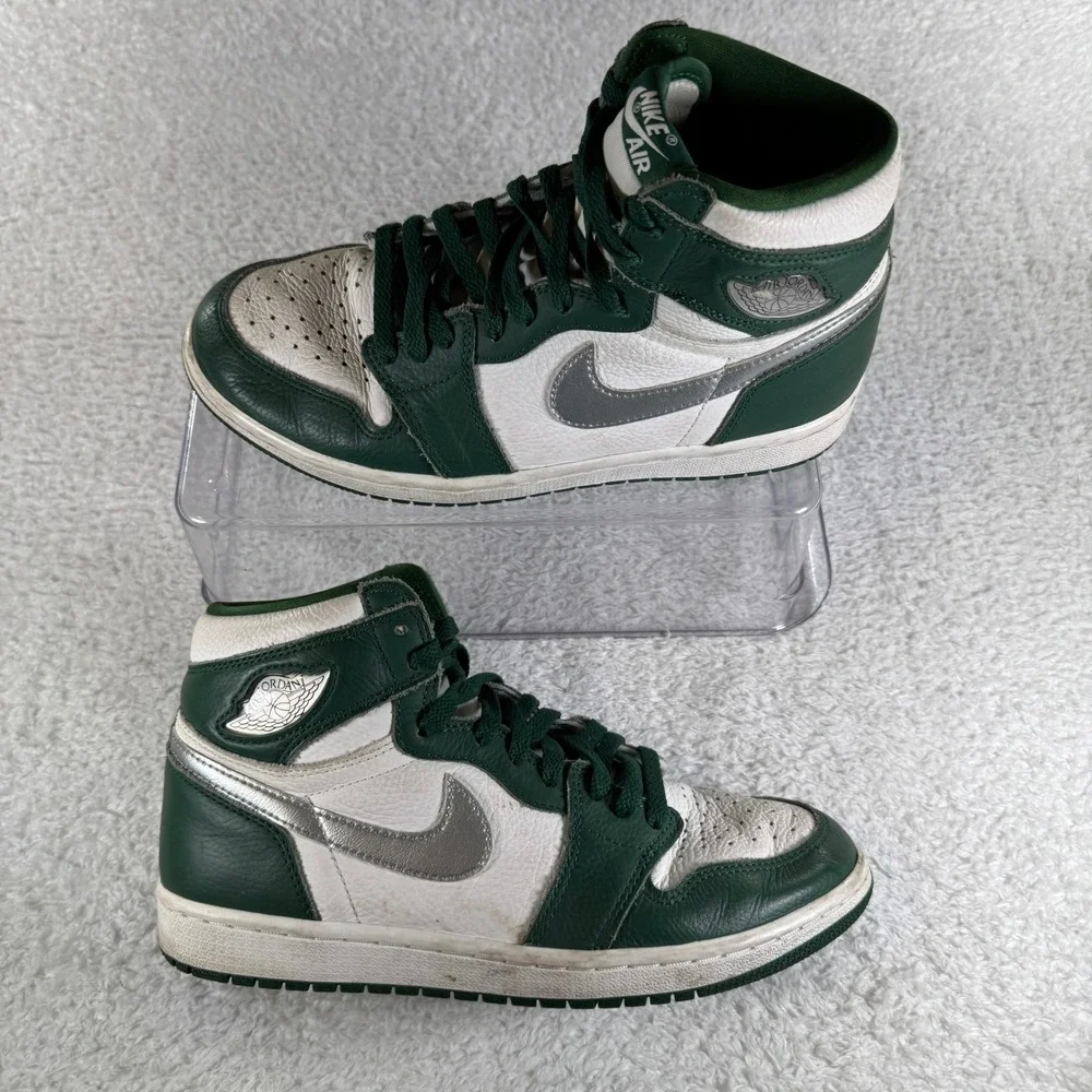 Size 8 - Men's Nike Air Jordan 1 Retro High OG Shoes Gorge Green Silver Sneakers